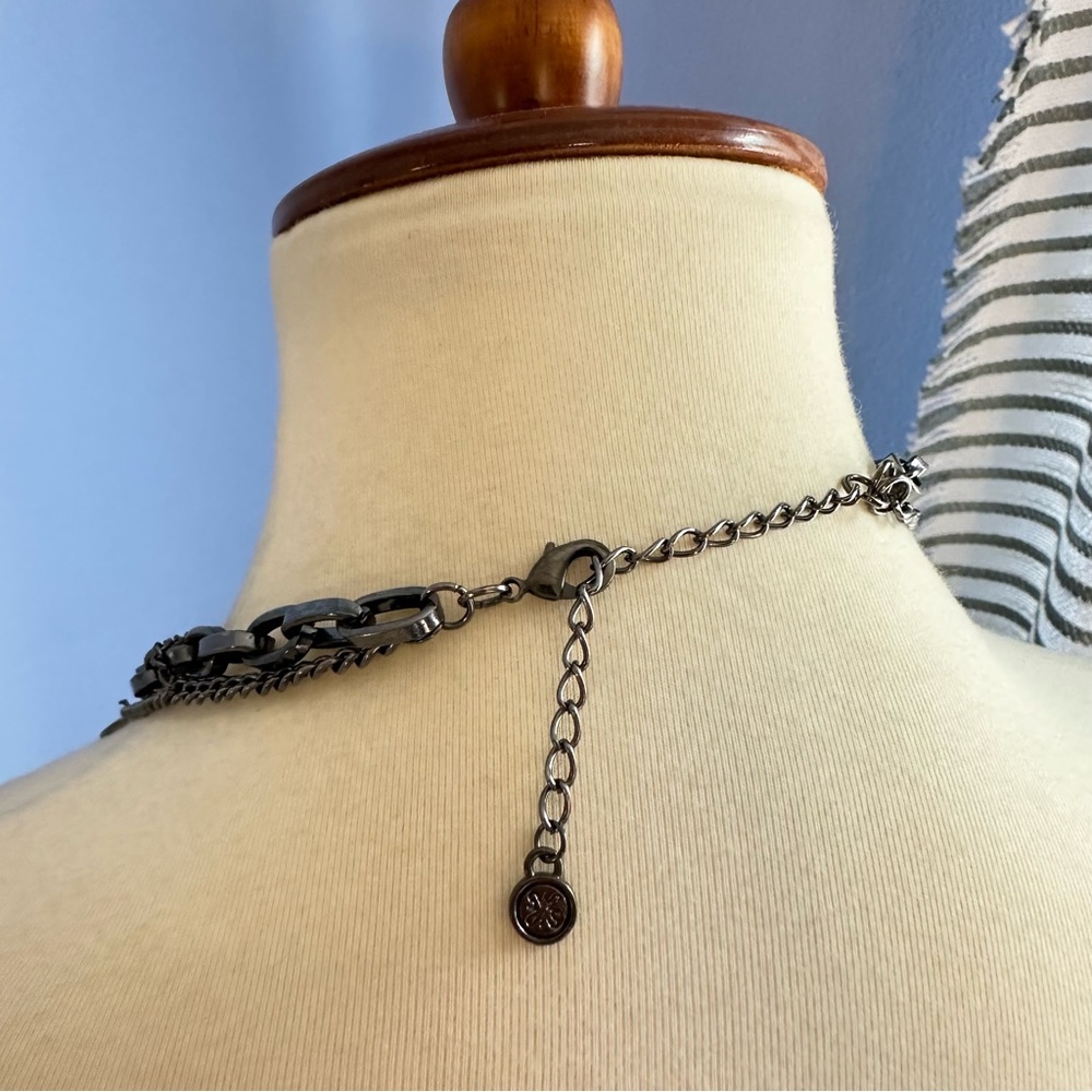 Simply Vera Vera Wang Gunmetal Multi-Chain Necklace โ 22โ Punk Glam Statement - Picture 6 of 9